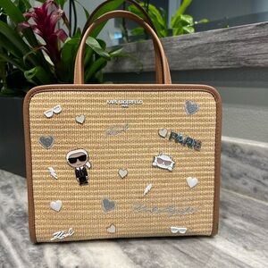 Karl Lagerfeld Tan Woven Handbag